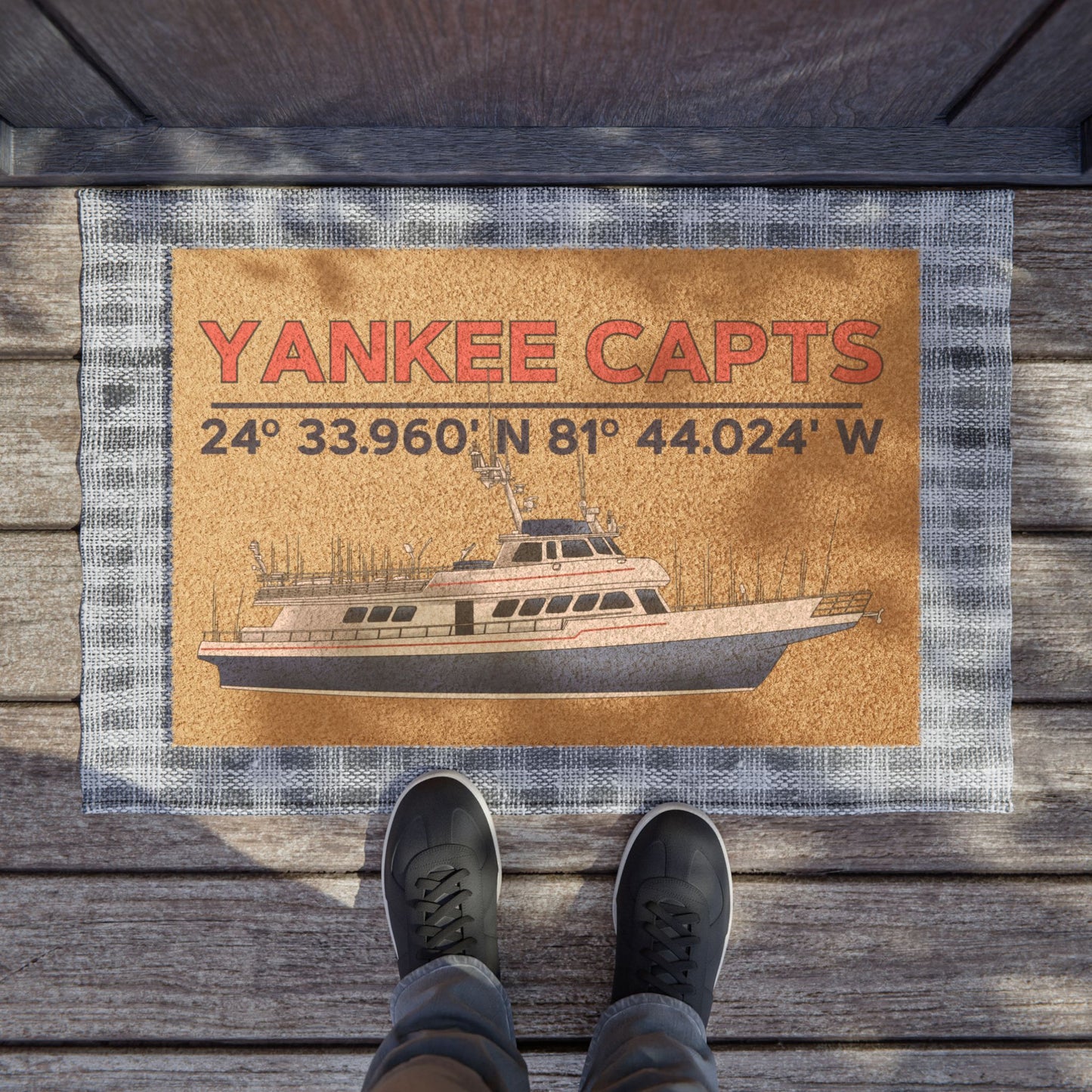 Yankee Capts Nautical Doormat with Boat Design - Welcome Home Style