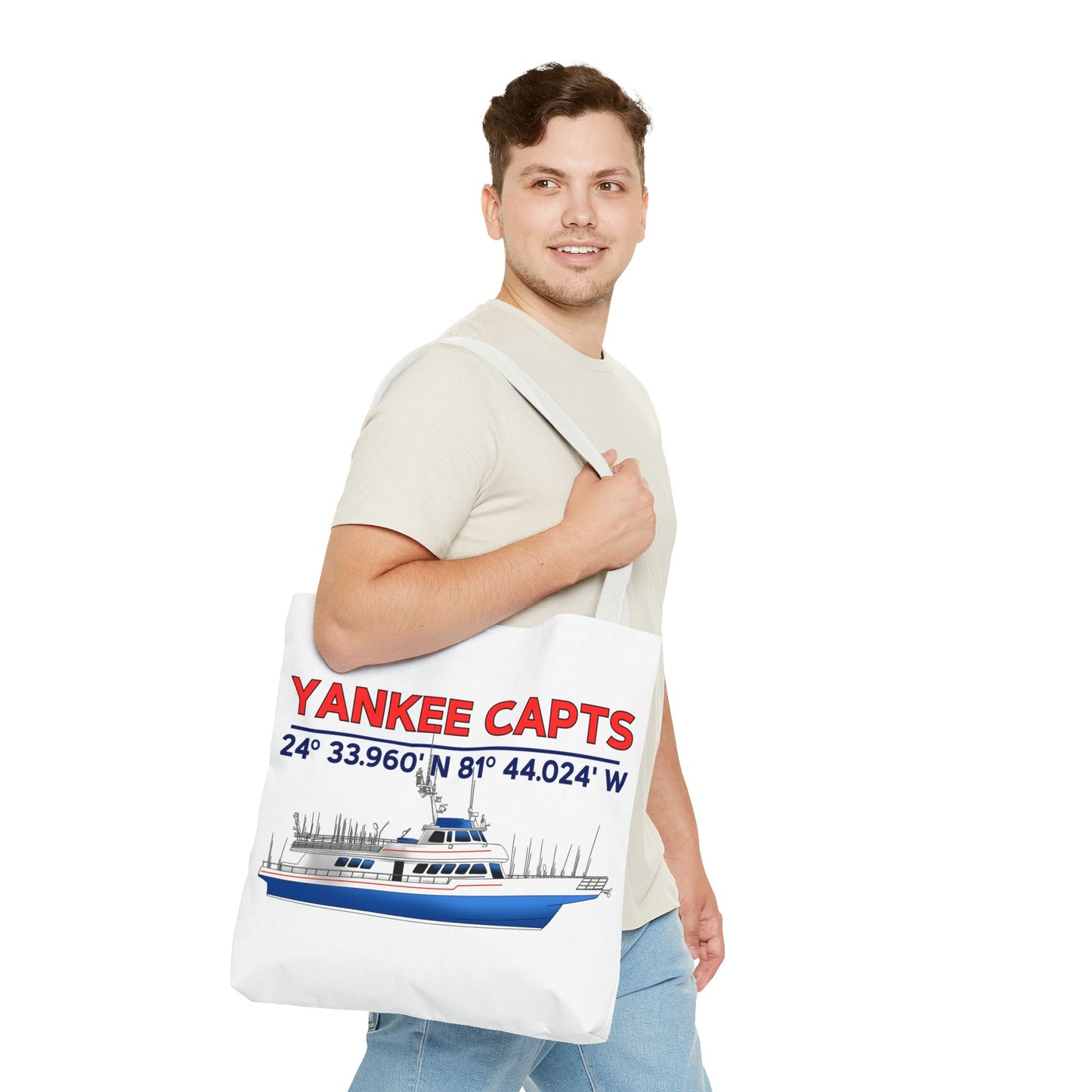 Yankee Capts Tote Bag - Nautical Design for Fishing Lovers