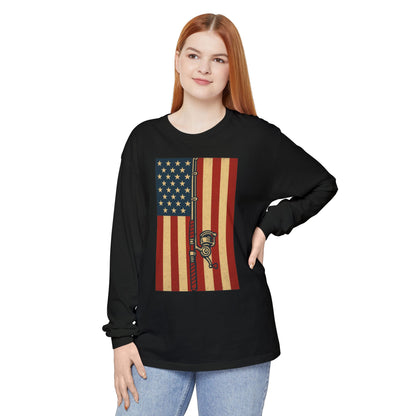 Patriotic Fishing Long Sleeve T-Shirt - Vintage American Flag Design - The official Yankee Capts merch store